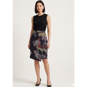 Trina Turk Skirt Womens 2 Geometric Asymmetrical Pencil Office Colorful Abstract